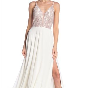 MARINA VNeck Embellished Beaded Gown